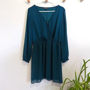 Express, emerald green midi wrap dress